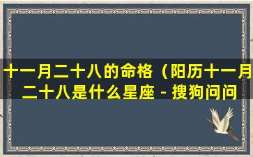 十一月二十八的命格（阳历十一月二十八是什么星座 - 搜狗问问）